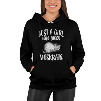 Womens Just A Girl Who Loves Muskrats Animal Lover Gift V-Neck Women Hoodie | Mazezy DE