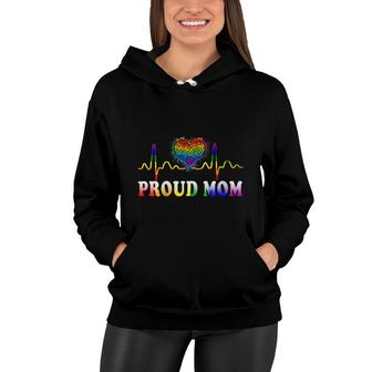 Womens Proud Mom Gay Heartbeat Pride Lgbt Gay Pride Month Women Hoodie - Thegiftio UK