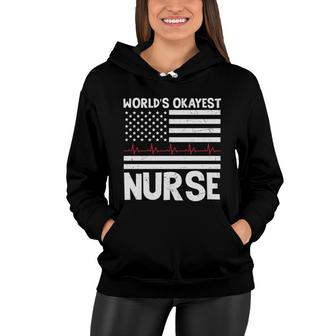 Worlds Okayest Nurse Heartbeat White Graphic New 2022 Women Hoodie - Seseable