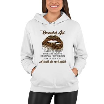 December Girl Hated By Many Loved By Plenty Heart On Her Sleeve Leopard Lips Version Women Hoodie - Seseable