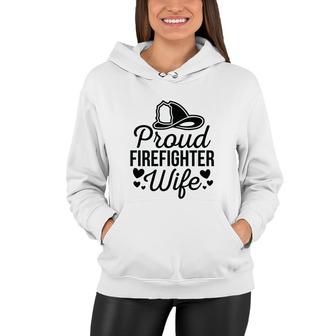 Firefighter Proud Wife Heart Black Graphic Meaningful Women Hoodie - Seseable