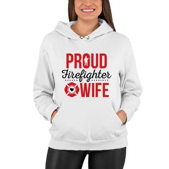 Firefighter Proud Wife Red Black Graphic Meaningful Women Hoodie - Seseable