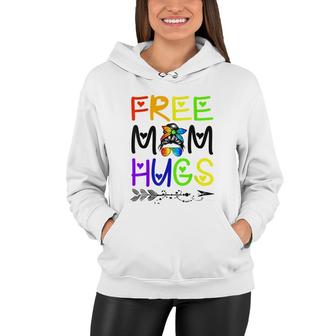 Free Mom Hugs Messy Bun Rainbow Lgbt Pride Women Hoodie - Seseable