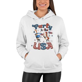 Funny Party In The Usa 4Th Of July Hot Dog Patriotic Kid Women Hoodie - Seseable