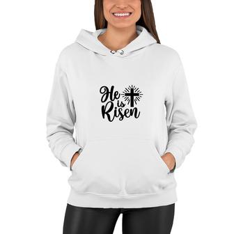 He Is Risen Bible Verse Black Graphic Great Christian Women Hoodie - Seseable