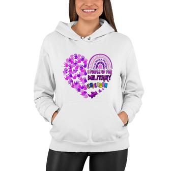 Heart Military Child Month - Purple Up For Military Kids Women Hoodie - Seseable