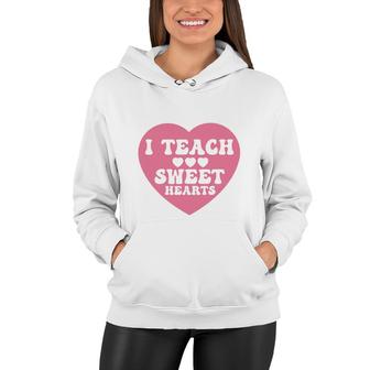 I Teacher Sweet Hearts Pink Great Graphic Women Hoodie - Seseable