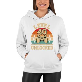 Level 40 Unlocked Video Gaming 40Th Birthday 1982 Game Retro Women Hoodie | Seseable UK