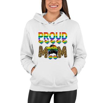 Lgbt Proud Mom Gay Pride Messy Bun Mom Support Lgbtq Women Hoodie - Thegiftio UK