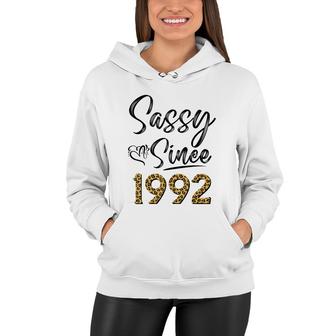 Sassy Since 1992 Leopard Pattern Funny Birthday For Woman Women Hoodie - Seseable