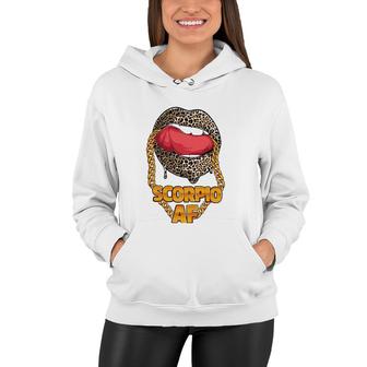 Scorpio Af Girl Juicy Lips Leopard Astrology Zodiac Sign Women Hoodie | Seseable UK