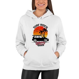 Surf Rider California Beach Retro Sunset Women Hoodie - Seseable