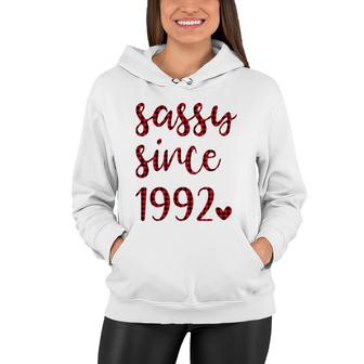 Women Vintage Sassy Since 1992 Buffalo Plaid Birthday Party Women Hoodie - Seseable