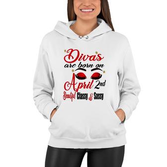 Womens Cute Birthday Girl Queens Are Born On April 2Nd Aries Zodiac Women Hoodie | Seseable CA