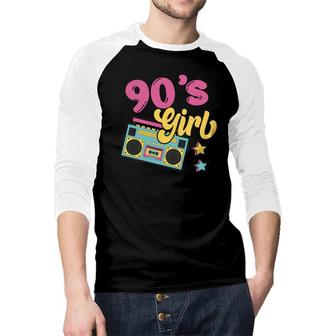 90S Party 90S Girl Party Vintage Stars Music Gift Raglan Baseball Shirt - Seseable