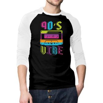 90S Vibe Colorful Mixtape For 80S 90S Music Retro Raglan Baseball Shirt - Seseable