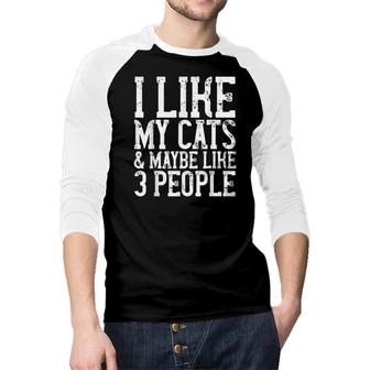 Funny Cats Birthday Gift Cat Lover Mom Dad Womens Mens Joke Raglan Baseball Shirt - Seseable