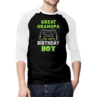 Great Grandpa Of The Birthday Boy Birthday Boy Matching Video Gamer Raglan Baseball Shirt - Seseable