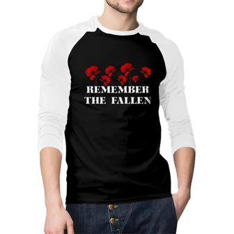 Remember The Fallen Red Flower Beautiful Raglan Baseball Shirt - Seseable