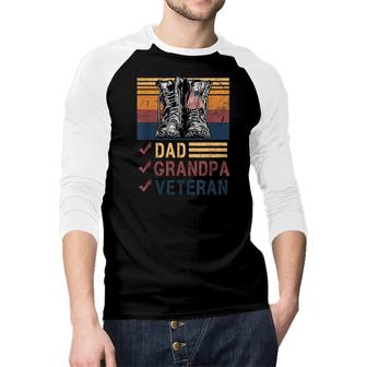 Retro Us Flag Combat Boots Dad Grandpa Veteran Day Memorial Raglan Baseball Shirt - Seseable