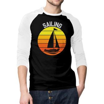 Sailing Vintage Retro Sailboat 70S Style Gift Idea Raglan Baseball Shirt - Seseable