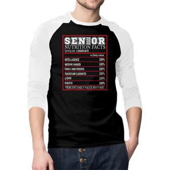 Senior 2022 Nutrition Facts Graduation Class Of 2022 Senior Raglan Baseball Shirt - Seseable