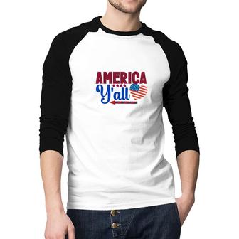 America Yallo July Independence Day Heart Usa 2022 Raglan Baseball Shirt - Seseable