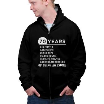 70Th Birthday Shirt 70 Years Old Anniversary Impression 2022 Gift	 Zip Up Hoodie - Seseable