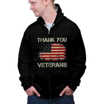 American Flag Thank You Veterans Proud 2022 Gift Zip Up Hoodie - Seseable