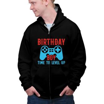 Birthday Boy Matching Video Gamer Red Blue Zip Up Hoodie - Seseable