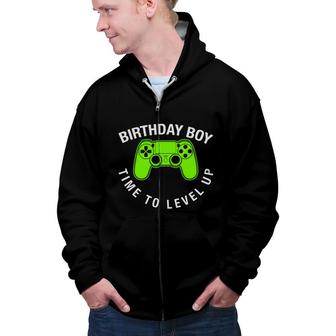 Birthday Boy Time To Level Up Boy Matching Video Gamer Zip Up Hoodie - Seseable