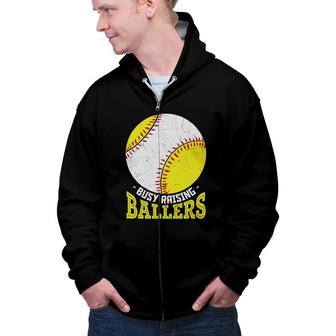 Busy Raising Ballers Yellow And White Color Baseball Zip Up Hoodie - Seseable