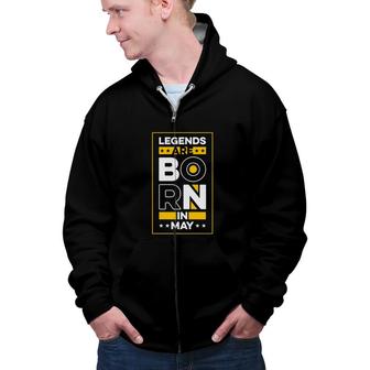Gold White Stars Design Legends Are Born In May Birthday Zip Up Hoodie - Seseable