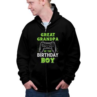Great Grandpa Of The Birthday Boy Birthday Boy Matching Video Gamer Zip Up Hoodie - Seseable