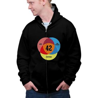 Life The Universe Everything 42 Three Primary Colors Graphic 2022 Zip Up Hoodie - Seseable