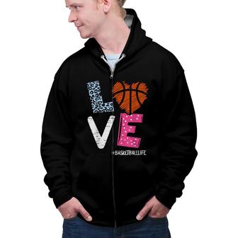 Love Basketball Coach Player Basketball Life Team Fan Women Zip Up Hoodie - Seseable