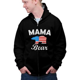 Mama Bear July Independence Day Great 2022 Zip Up Hoodie - Seseable
