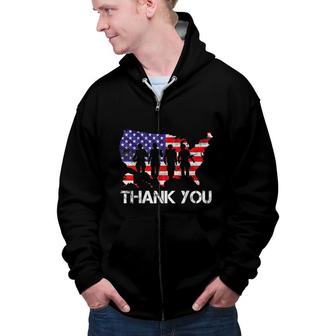 Memorial Day 4Th Of July Thank You Soldiers Retro Vintage Zip Up Hoodie - Seseable