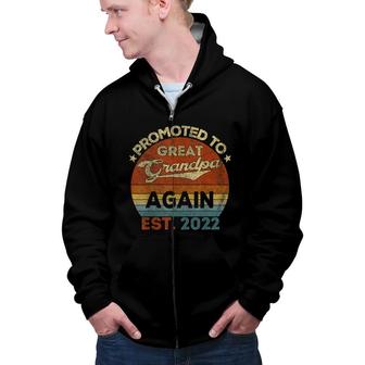 Mens Promoted To Great Grandpa Again 2022 Paw Paw Papa Pops Pop Zip Up Hoodie - Seseable