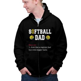 Mens Softball Dad Just Like A Regular Dad Fathers Day Zip Up Hoodie - Seseable