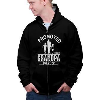 Promoted To Grandpa Est 2022 First Time New Father Day Fathers Day Zip Up Hoodie - Seseable
