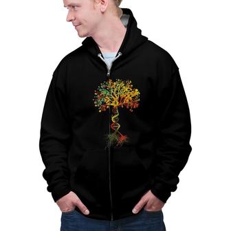 Reality Glitch Dna Tree Life Biologist Science Earth Day Zip Up Hoodie - Seseable