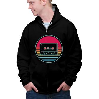 Retro Vintage Sunset Gift 80S 90S Styles Music Lovers Zip Up Hoodie - Seseable