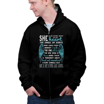Sister Is My Guardian Angel She Is In Every Beat Of My Heart Zip Up Hoodie - Seseable