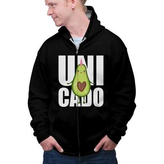 Unicado Funny Avocado Is Walking Happy Zip Up Hoodie - Seseable