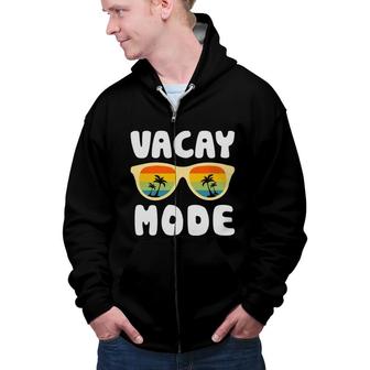 Vacay Mode Beach Retro Sunset Summer Sunglasses Zip Up Hoodie - Seseable