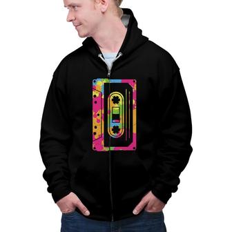 Watercolor Mixtape Music The 80S 90S Style Funny Gift Zip Up Hoodie - Seseable