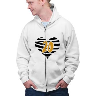 20 Hearts Is 20Th Birthday With Lots Of Memories Since 2002 Zip Up Hoodie - Seseable