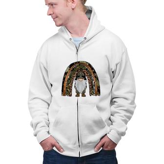 Army Rainbow Gnome Hero Dad Gift Idea Zip Up Hoodie - Seseable