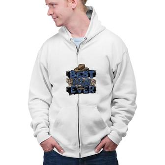 Best Dad Ever Blue Gilter Leoprad Cowboy Hat Fathers Day Zip Up Hoodie - Seseable